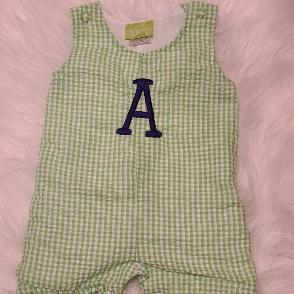 Monogrammed A seersucker Short all SOLD